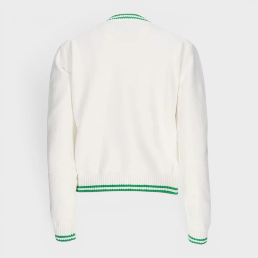Heart Embroidered Jumper White Green