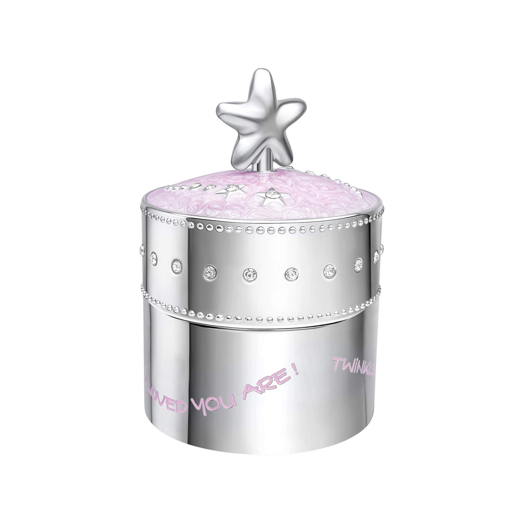 D For Diamond Pink Star Music Trinket Box with Crystal