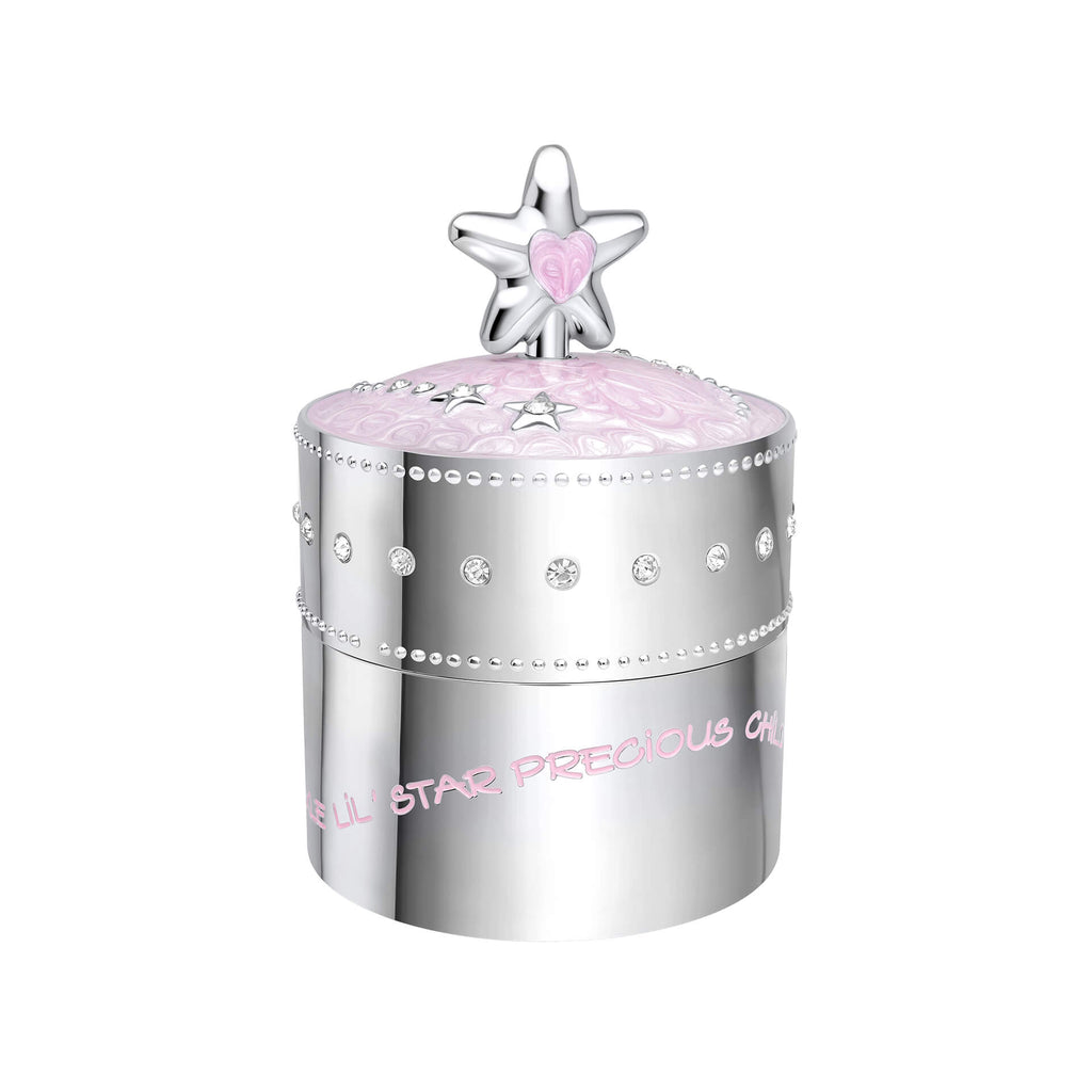 D For Diamond Pink Star Music Trinket Box with Crystal