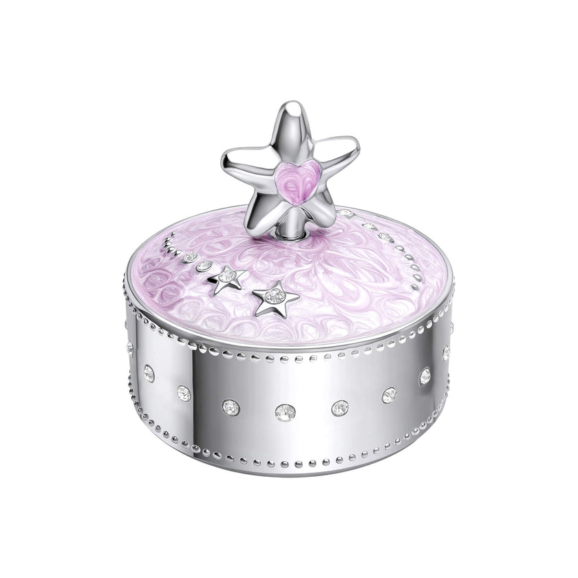 D Voor Diamant Roze Ster Muziek Sieradendoosje met Kristal