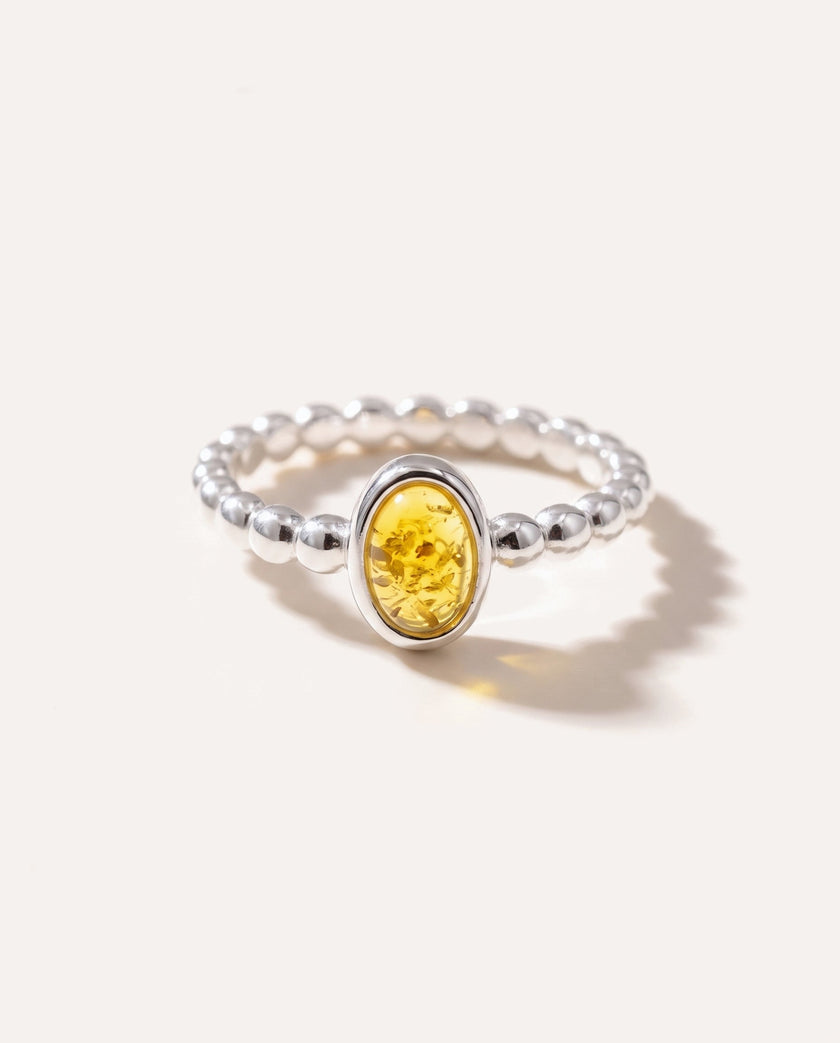 Yellow Amber Bubble Stacking Ring