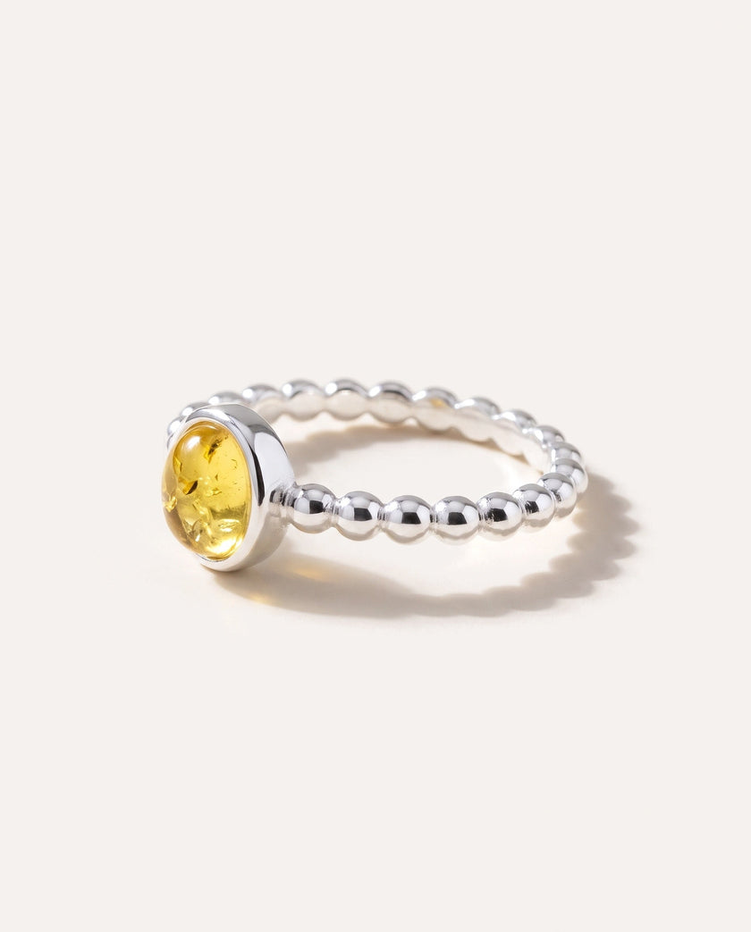 Yellow Amber Bubble Stacking Ring