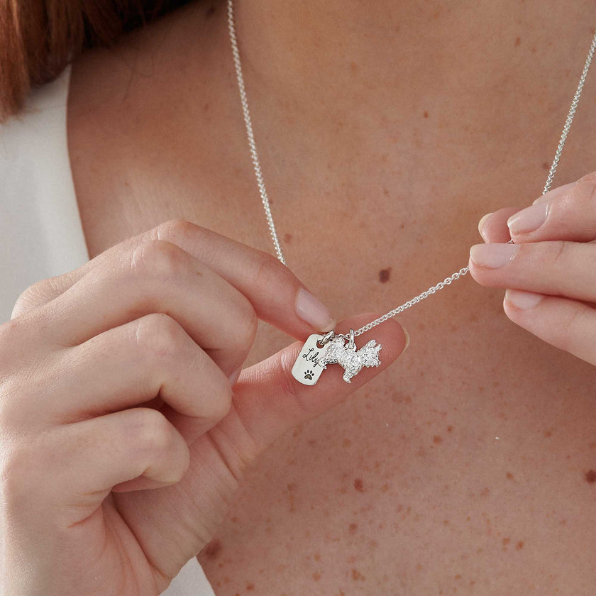 Yorkshire Terrier Personalised Silver Dog Tag Necklace