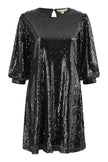 Yumi Black Sequin Tunic Dress With Balloon Sleeves