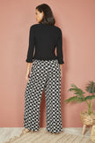 Yumi Black Tie Up Ribbed Cardigan With Frill Hem