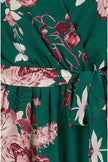 Yumi Green Floral Kimono Dipped Hem Dress