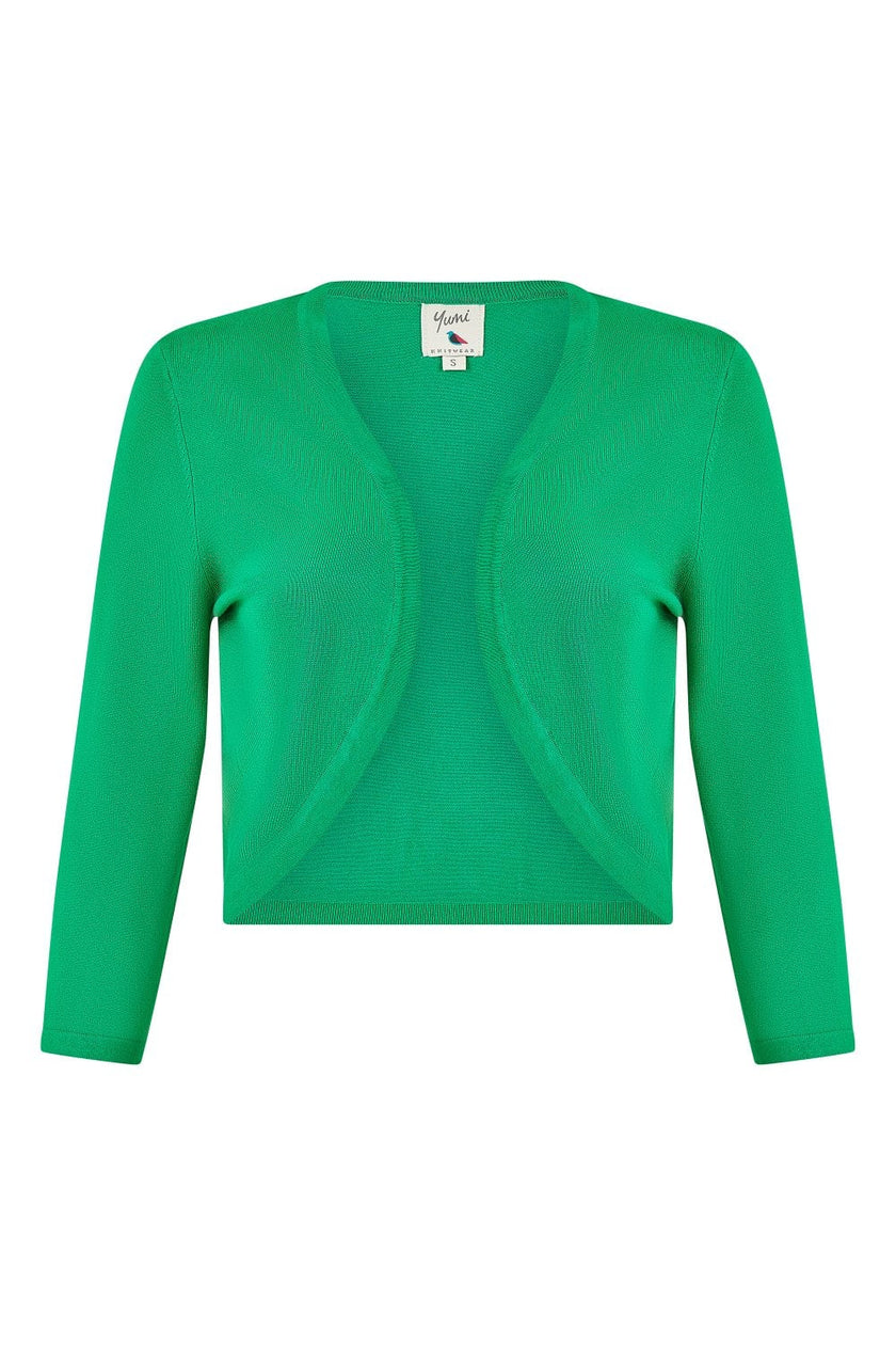 Yumi Green Knitted Curve Bolero