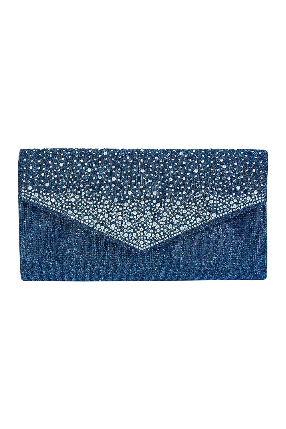 Pochette enveloppe Yumi bleu marine à paillettes sur toute la surface