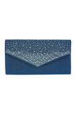 Pochette enveloppe Yumi bleu marine à paillettes sur toute la surface